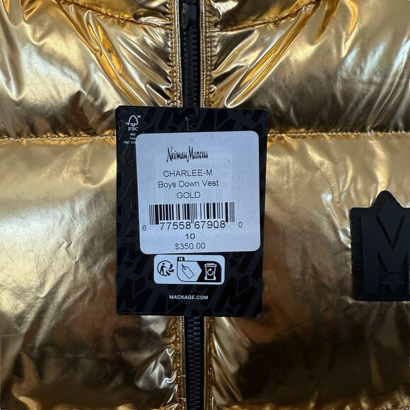 MACKAGE Boy’s Charlee Metallic Puffer Vest Size 10 - Picture 5 of 12